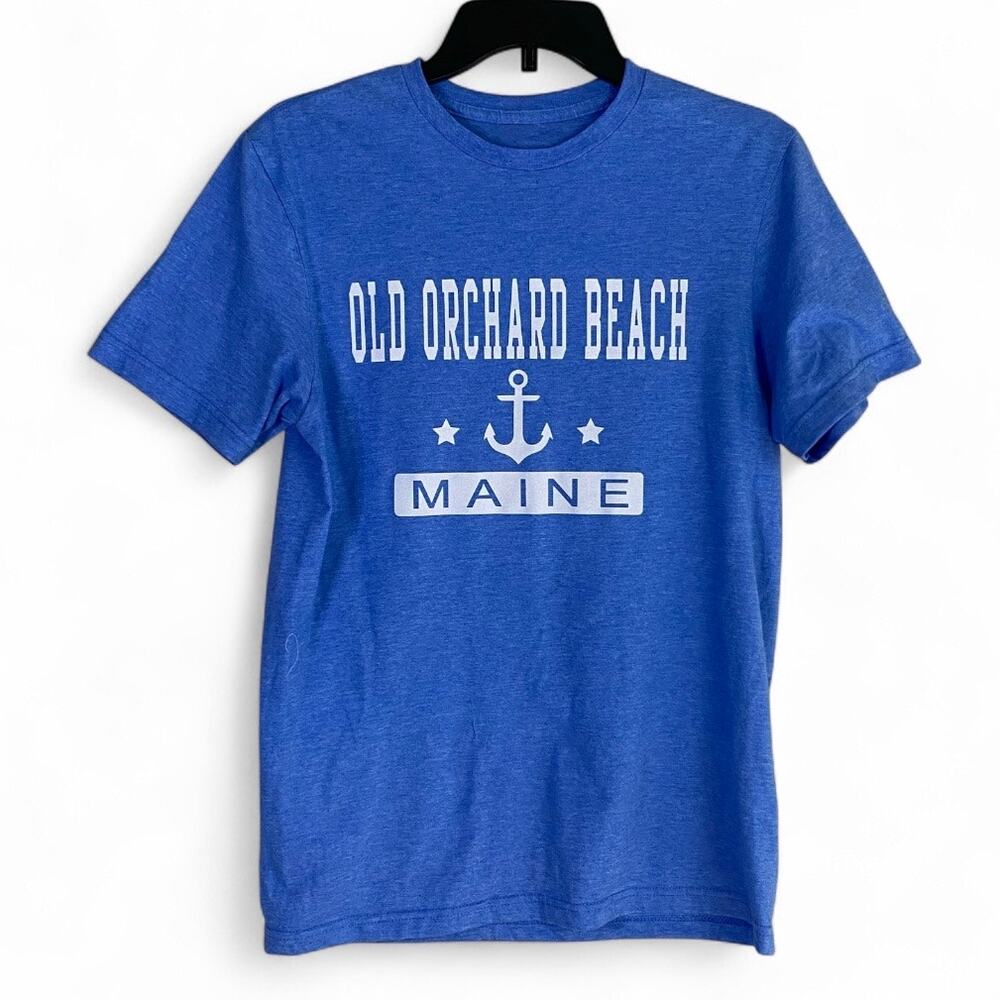 Women’s Graphic T-Shirt Coastal Old Orchard Beach Maine Graphic Unisex S/M Blue